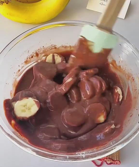 add the slices to the batter