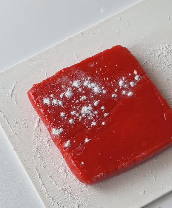 lightly coat the watermelon mochi