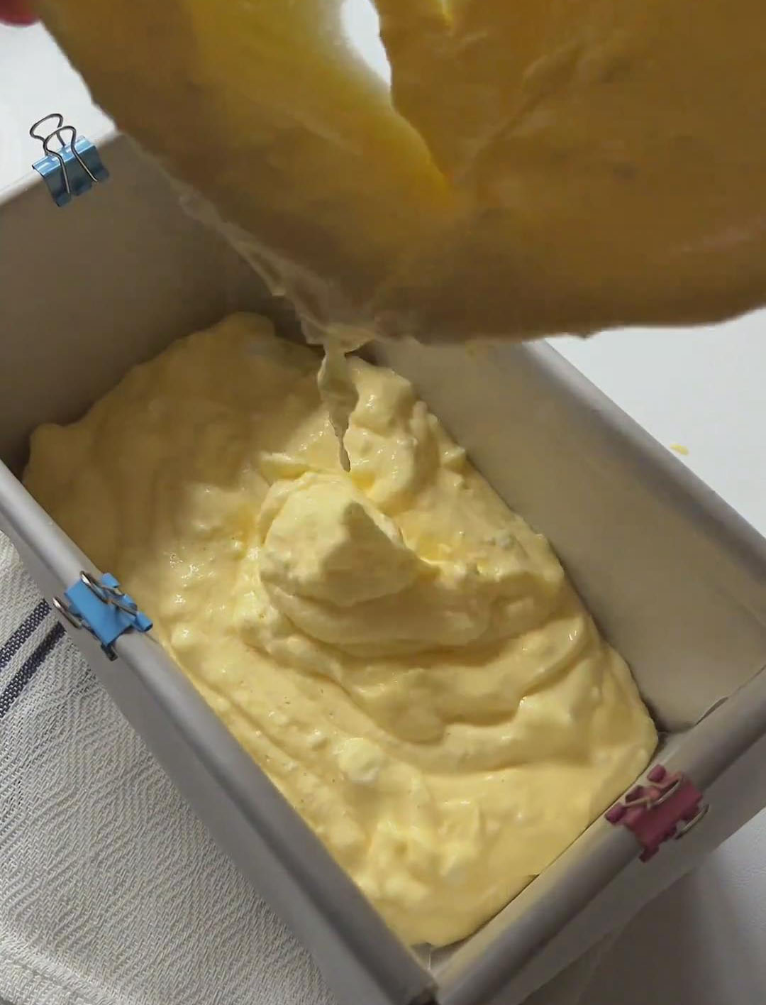 pour the batter into a cake mold