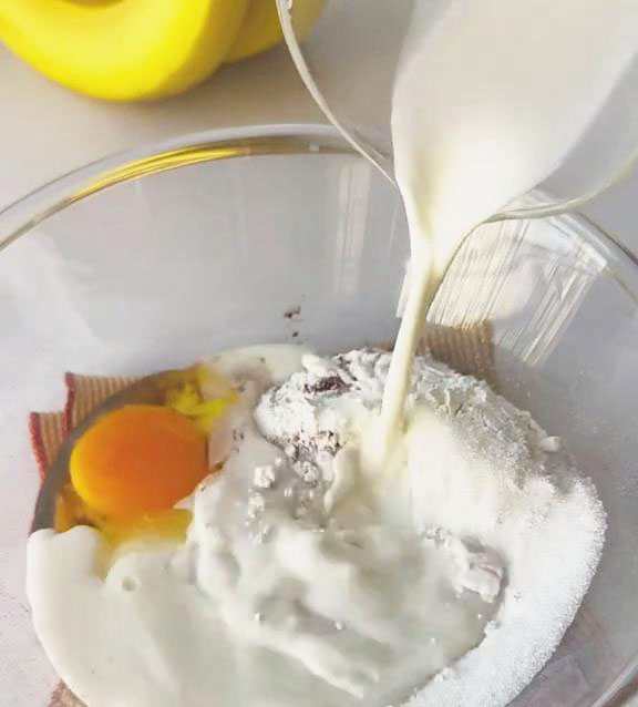 preparation for banana pancake bites