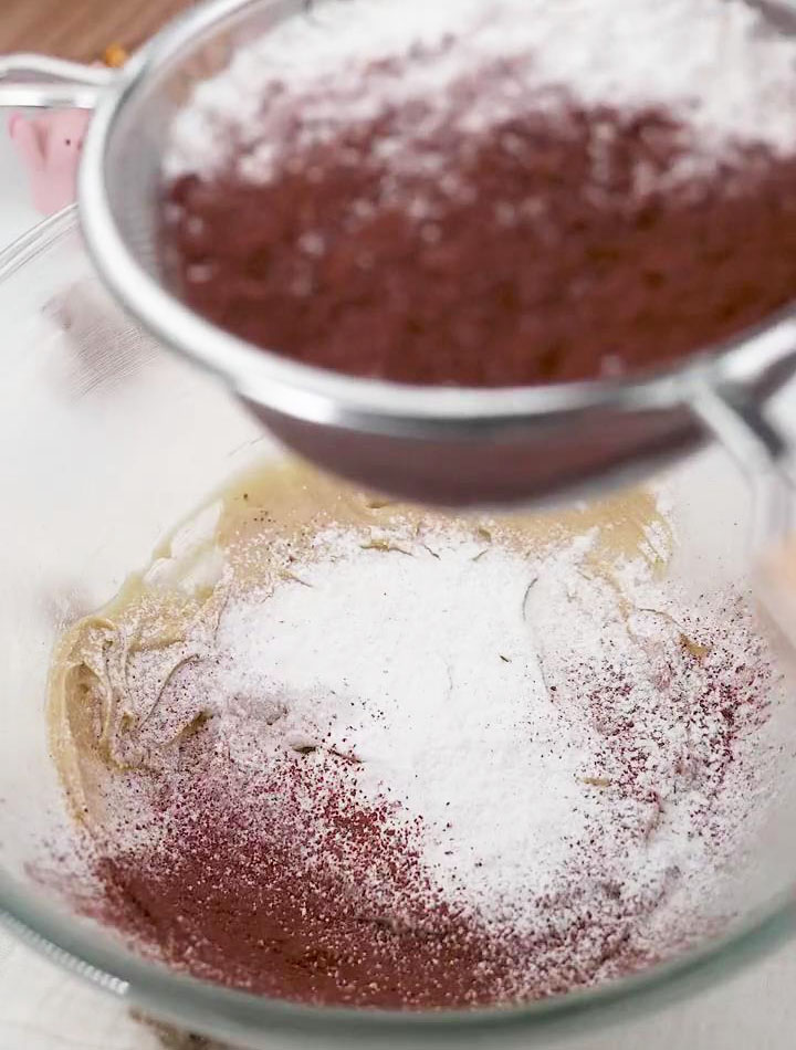 sift the mixture into the butter mixture