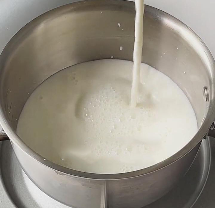 combine 300ml milk and 50g sugar combine 300ml milk and 50g sugar