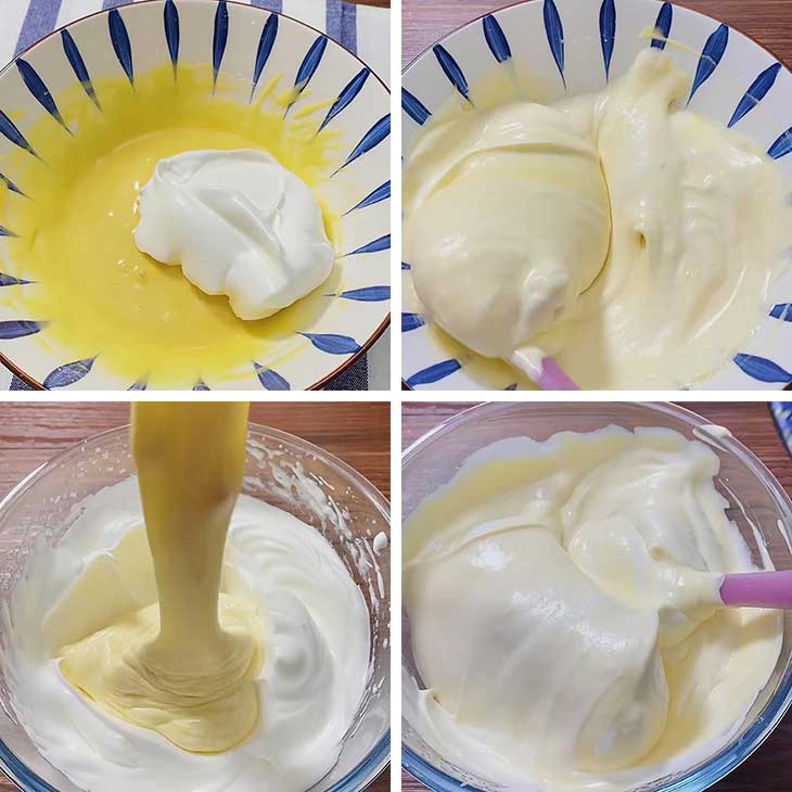 combine batter and meringue