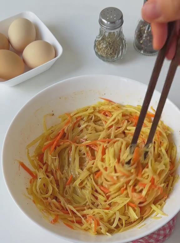 mix everything together using chopsticks