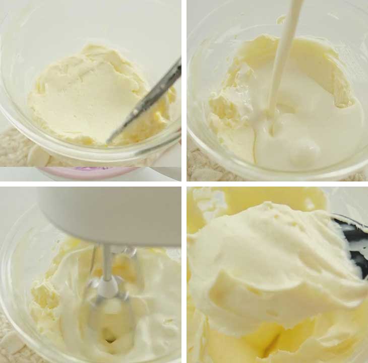 preparing the cream cheese filling