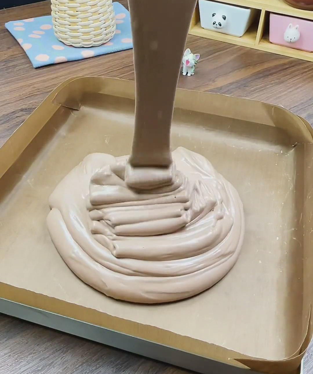 pour the batter into the prepared pan